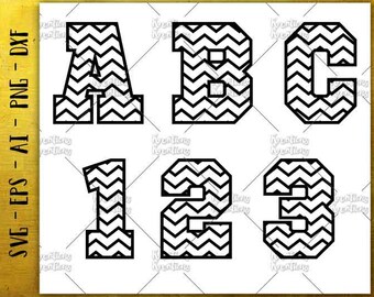 Chevron font Alphabet svg zigzag letters and numbers SVG cut cutting files Cricut Silhouette Instant Download vector svg png eps dxf