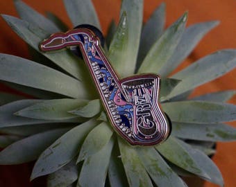 Griz Sax Pin- hat pins, all good sax pin, Good Will Prevail, griz pin, festival pin, griz pins, Griz, griz sax pin, festival accessories