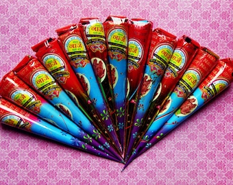 12 Natural Herbal Henna Cones - Temporary Tattoo kit Body Art Mehandi ink