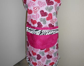 apron for valentine's day hearts and zebra
