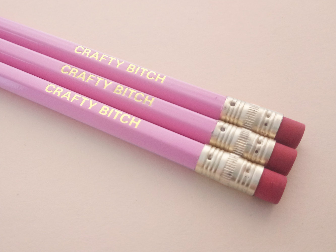 Foil Stamped CRAFTY B*TCH Pencil | Pink And Gold 2B Pencil | Stationary ...