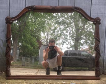 Vintage Drapery Design Hanging Wall Mirror