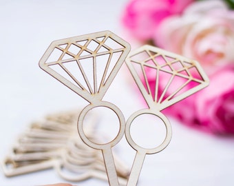 Diamond Cupcake Topper Ring Cupcake toppers Engagement Party Bridal shower Bachelorette party shower Donut topper Set of 12