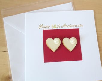50th Anniversary card, Parents anniversary card, Anniversary card for him, husband, Handmade anniversary card for husband, wife , him, her