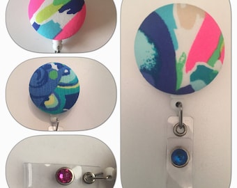 Lilly Pulitzer / Retractable Badge Holder - Id Badge Reel - Nurse Badge Holder - Teacher Lanyard - Badge Reel - Cute Flower Badge Holder