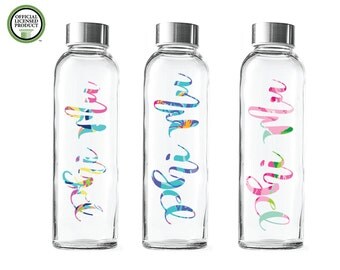 Phi Mu Glass Water Bottle-Lily Inspired Patterned- 18oz Glass Bottles