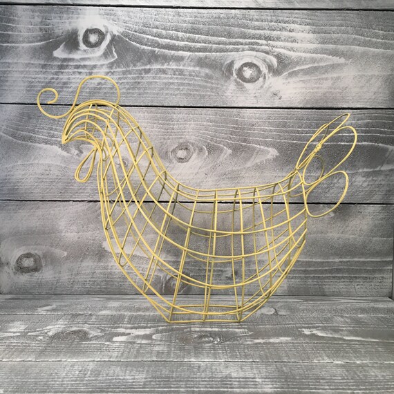 Farmhouse Wire Chicken Egg Basket Country Hen Farm House