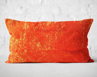 Orange Pillow Cover, Velvet Lumbar Pillow, Orange Velvet Cushion Cover, Couch Pillow