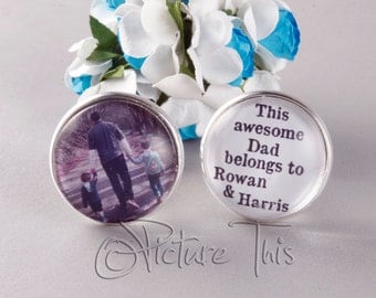 Custom Cufflinks, Personalised Father,s day Gift, Personalised Cufflinks, Gift for Dad, Photo Cufflinks, Birthday gift for dad/Grandpa.