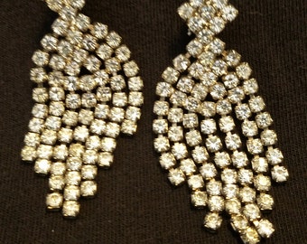 Vintage Rhinestone Clip Earrings / FREE SHIPPING within U.S.