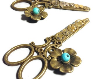 steampunk bobbypins-rockabilly hair accessories-excellent gift idea for hairdressers and seamstresses-vintage glamour scissor hair pins