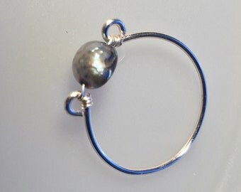 Stackable sweet blue freshwater & silver ring