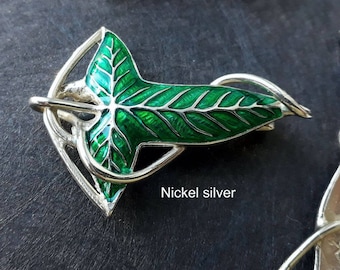Lorien leaf elven brooch Fellowship of the Ring Barette Pin for scarf or shawl sweater clip brooch wedding accessory