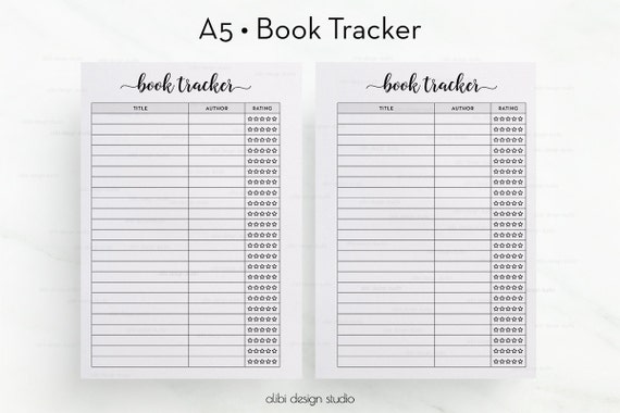 Book Tracker Printable Planner A5 Planner Inserts Reading