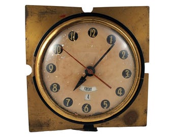 Vintage Tele-Jour Alarm Clock - Telechron Day Date Electric Clock - Model 8H29 - General Electric Ashland Massachusetts - Mid Century Clock