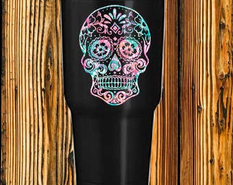 Patterned sugar skull decal- Glitter sugar skull decals - Solid Sugar skull decals - Skull decals- Solid sugar skull decals