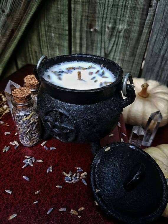Cauldron candle soy wax lavender sweet sage aromatherapy
