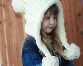 Knitting pattern, Patron de tricot, english / french, Braelynn - Easy Earflap, Cache-oreilles, Pixie Hat Bonnet (Small- Medium-Large sizes)