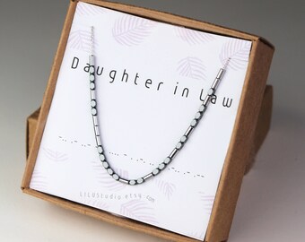 Daughter in law gift, Morse code necklace, in law necklace, gift for bride, Morse code bracelet, secret message jewelry, sterling silver
