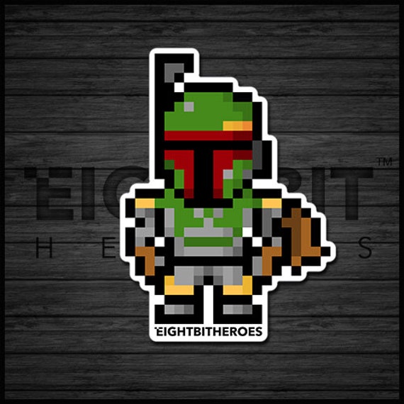 8Bit Boba Fett Star Wars Sticker 8 bit Retro Prints