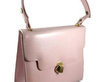 1960s Frenchy of California Pink Leather Purse - Vintage 60s Handbag - Adjustable Leather Strap