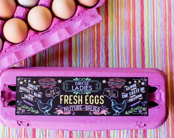 Custom Egg Carton Labels - Chalkboard Style - Full Dozen Carton Labels