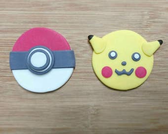 Pokemon cupcake toppers. Pikachu cupcake toppers. Pokeball cupcake toppers