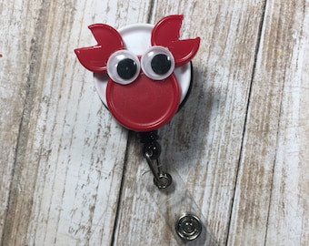 Cute Crab Name Tag - Unique Name Tag - Nurse Name Badge - ChicBadges - Vial Cap Badge Reel - Retractable Name Badge - Cute Name Tag