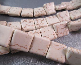 White Magnesite Square Beads 29pcs