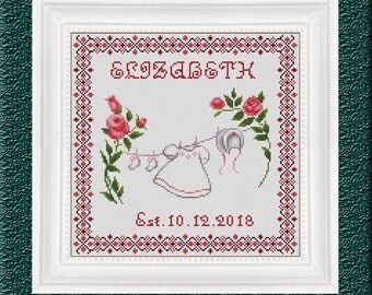 BUY 2 GET 1 FREE. Modern cross stitch pattern baby cross stitch pattern embroidered picture heart cross stitch pattern simple cross stitch