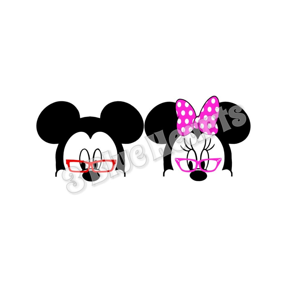 Download Mickey and Minnie with Glasses SVG dxf Studio Mickey with