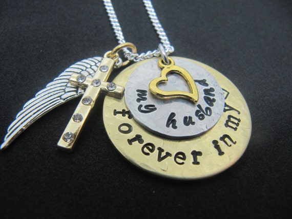 hand stamped necklace Husband memorial necklace Memorial for