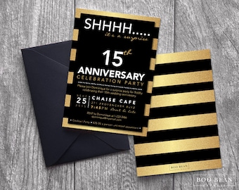 Surprise Birthday Invitation Gold | Printable Invitation | Anniversary Invitation | Surprise Anniversary Invitation