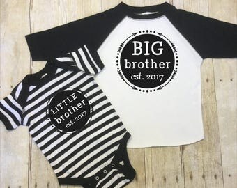 Big Brother Shirt-Little Brother Shirt-Big Brother Est. 2017-Little Brother Est. 2017-Brother Shirts Set-Matching Brothers Shirts