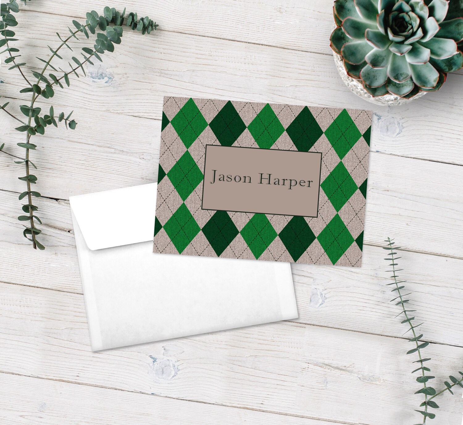 Personalized Men's Note Cards Stationery Set Masculine