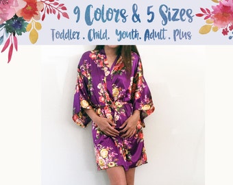 Floral Satin Maternity robe, hospital robe, nursing robe, maternity gown, floral nursing gown, baby shower gift, bridal shower gift (R002)