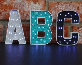 Mini Marquee Letters - Unique Lighted Letters - 4 Inch Paper Mache Letters with Battery Operated LED Fairy Lights - Lighted Home Decor