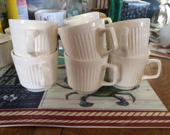 Vintage McCoy Set of Eight White Mugs