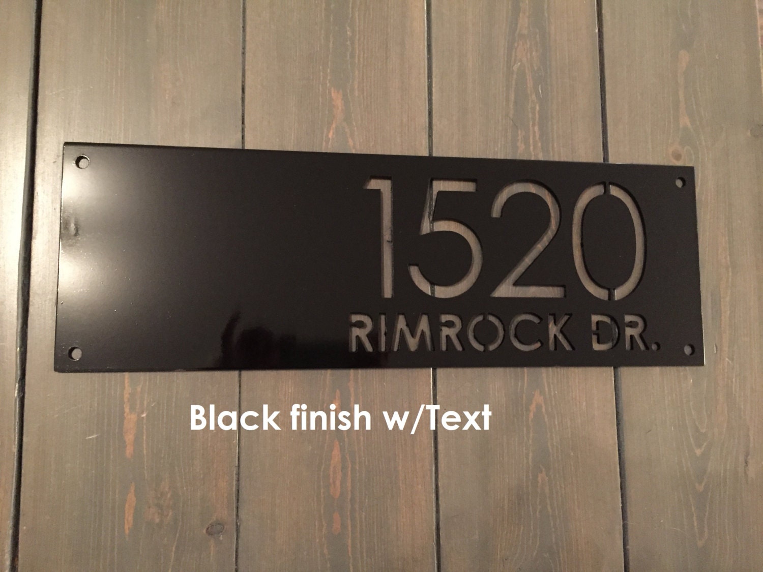 Custom Metal house number with text Modern / Rustic house