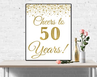 Cheers to 50 Years Banner 50th Birthday Party 50th