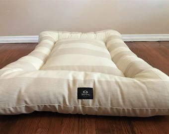 Natural Stripes Dog Bed, Dog Mat, Dog Pad, Crate Pad, Crate Mat, Dog Crate Bed, Puppy Bed