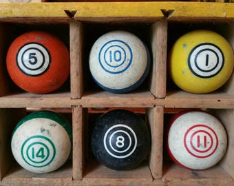 Vintage Clay Billiard Double Circle or Bullseye Decorative Pool Balls choose your lucky number or favorite color to embrace and showcase