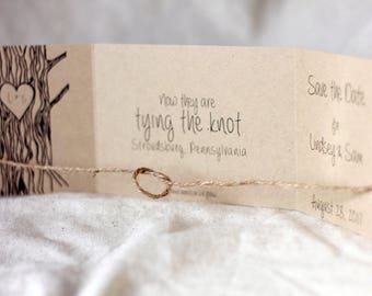 40 Tying the Knot Save the Date, Tie the Knot Invitation, rustic, Tree with Heart, Tie the Knot Save the Date, Rustic Save the Date