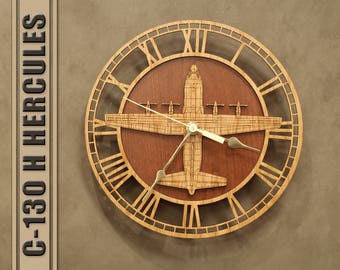 C-130 H Hercules Wooden Wall Clock, United States Air Force, Aircraft Gift Airplane Wood Clock Aviation Gift Military Gift Pilot Gift