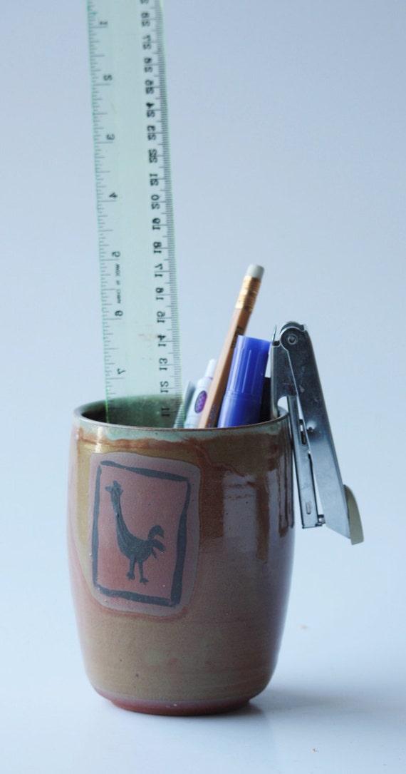 Ceramic pencil holder Pencil holderClay Sculpture gift for