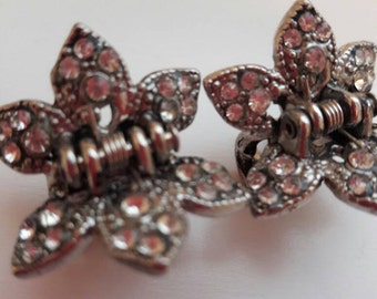 Vintage 1980s Rhinestone Hair Clips