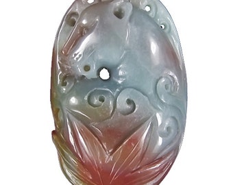 Amazonite Colorful Cougar Cameo Pendant Focal Bead - large - drilled to be pendant