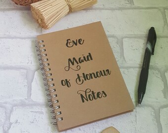 Bridesmaid Notebook, Maid of Honour Notebook, Maid of Honor Notebook, Personalised Notebook, Wedding Planner, Wedding Notebook