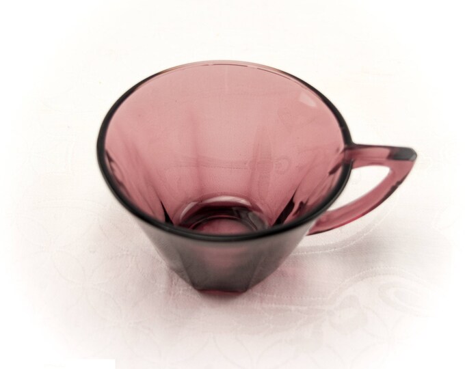 Purple Depression Glass Cup and Saucer Set | Moroccan Amethyst | Vintage Hazel Ware | Glass Cups and Saucers | MCM Kitchen Decor Purple Depression Glass Cup and Saucer Set | Moroccan Amethyst | Vintage Hazel Ware | Glass Cups and Saucers | MCM Kitchen Decor