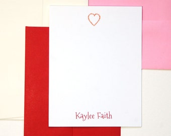 Personalized Stationery Set, Girls Stationary, Thank You Cards, Love Notes, Stationary for Kids, Custom Stationary Set of 12